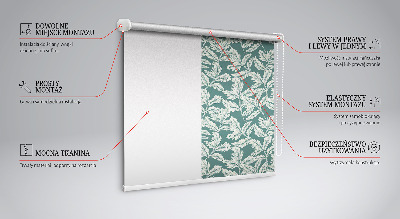 Modern roller blind con un diseño de papel pintado de hojas