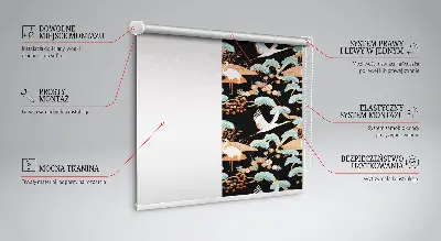 Estor enrollable para ventana con tejido en diseño de garza voladora
