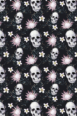 Estor enrollable con diseño de calaveras entre flores