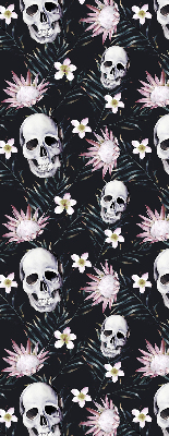 Estor enrollable con diseño de calaveras entre flores