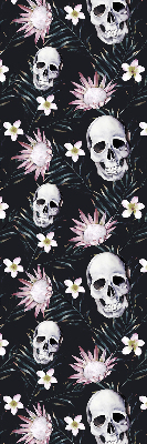 Estor enrollable con diseño de calaveras entre flores
