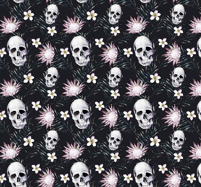 Estor enrollable con diseño de calaveras entre flores