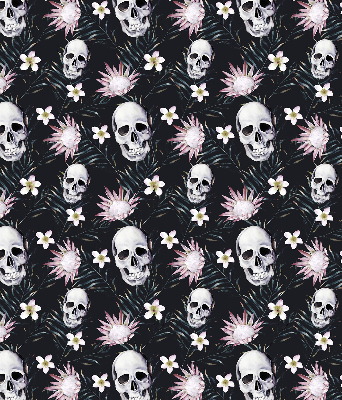 Estor enrollable con diseño de calaveras entre flores