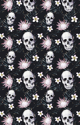 Estor enrollable con diseño de calaveras entre flores