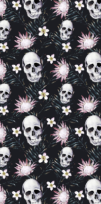 Estor enrollable con diseño de calaveras entre flores