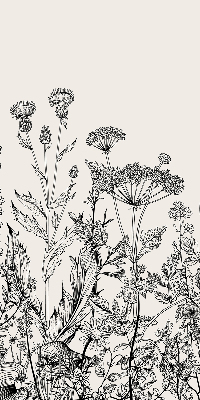 Estor enrollable con estampado de flores grises