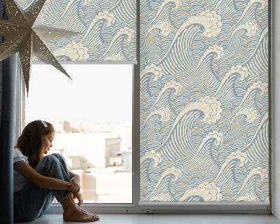 Estor enrollable para ventana con diseño de olas de agua