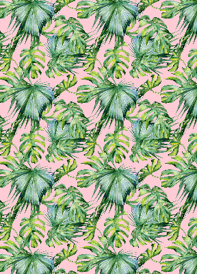 Estor enrollable para ventana con estampado de hojas tropicales