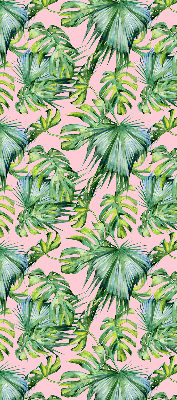 Estor enrollable para ventana con estampado de hojas tropicales