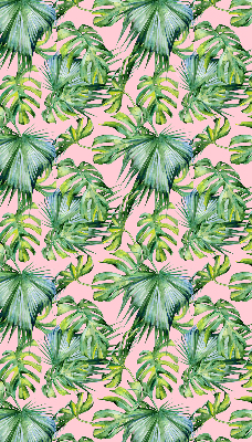 Estor enrollable para ventana con estampado de hojas tropicales