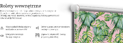 Estor enrollable para ventana con estampado de hojas tropicales