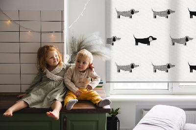 Estor enrollable para ventana con diseño de perros de tiro
