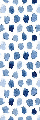 Estor enrollable con manchas pintadas en color azul