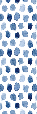 Estor enrollable con manchas pintadas en color azul