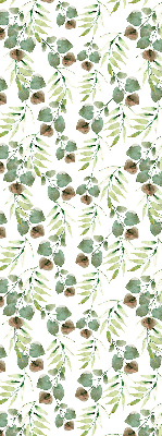 Estor enrollable para ventana con estampado de hojas verdes