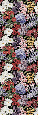 Estor enrollable para ventana con estampado de flores coloridas