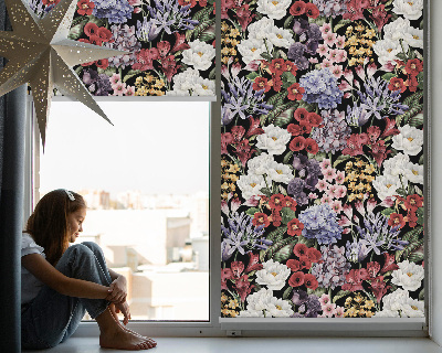 Estor enrollable para ventana con estampado de flores coloridas