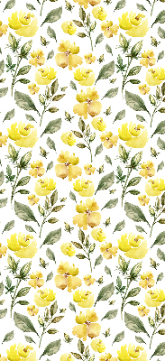 Estor enrollable con estampado de flores amarillas