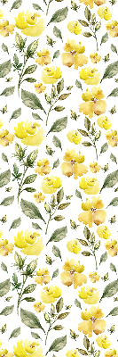 Estor enrollable con estampado de flores amarillas