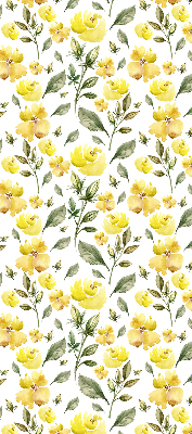 Estor enrollable con estampado de flores amarillas