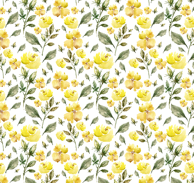 Estor enrollable con estampado de flores amarillas