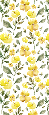 Estor enrollable con estampado de flores amarillas