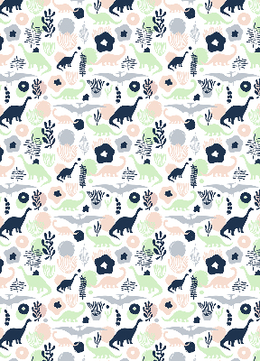Modern roller blind con estampado de dinosaurios coloridos