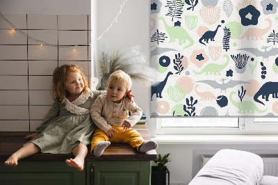 Modern roller blind con estampado de dinosaurios coloridos
