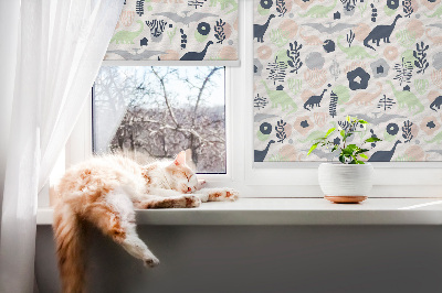 Modern roller blind con estampado de dinosaurios coloridos