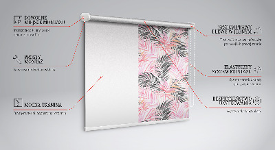 Estor enrollable para ventana con hojas en tonos rosa y negro