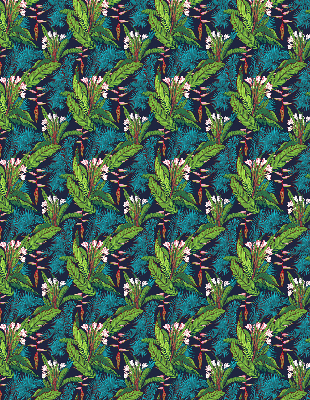 Estor enrollable con estampado de plantas exóticas