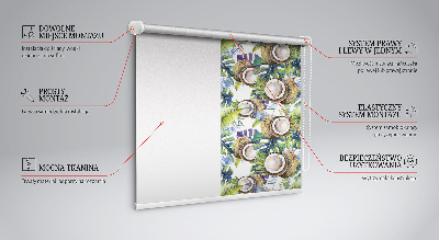 Modern roller blind con estampado de cocos y hojas