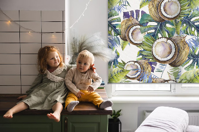 Modern roller blind con estampado de cocos y hojas