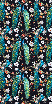 Estor enrollable con diseño de pavo real y flores
