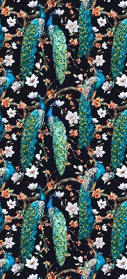 Estor enrollable con diseño de pavo real y flores