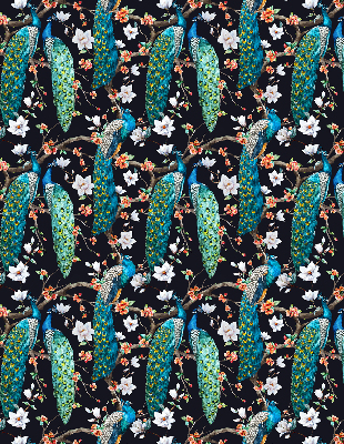 Estor enrollable con diseño de pavo real y flores