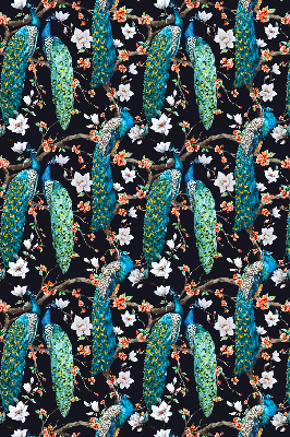 Estor enrollable con diseño de pavo real y flores