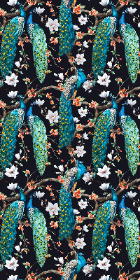 Estor enrollable con diseño de pavo real y flores