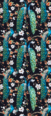 Estor enrollable con diseño de pavo real y flores