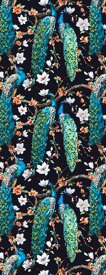 Estor enrollable con diseño de pavo real y flores
