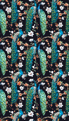 Estor enrollable con diseño de pavo real y flores