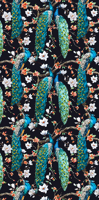 Estor enrollable con diseño de pavo real y flores