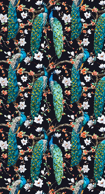 Estor enrollable con diseño de pavo real y flores