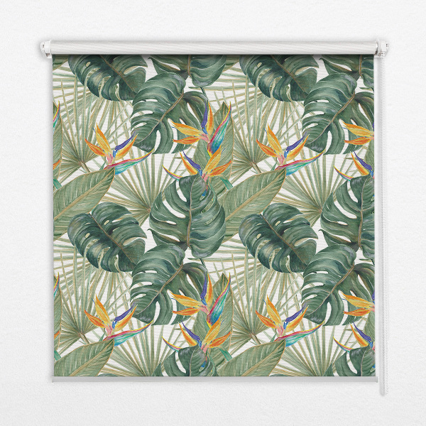 Modern roller blind con estampado de plantas tropicales