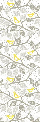 Estor enrollable para ventana con estampado de pájaros amarillos sobre ramas grises