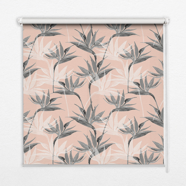 Modern roller blind con diseño de flores grises