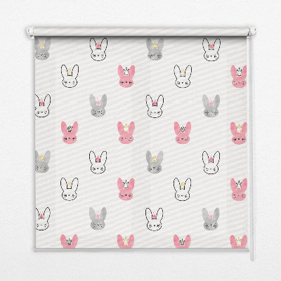 Modern roller blind con estampado de conejos coloridos con coronas