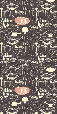 Modern roller blind con motivo de utensilios de cocina