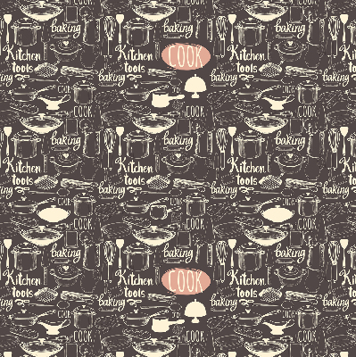 Modern roller blind con motivo de utensilios de cocina