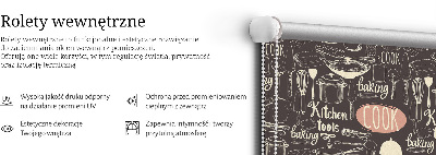 Modern roller blind con motivo de utensilios de cocina